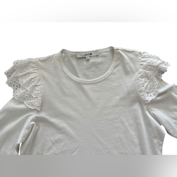 Joe's Jeans White Ruffle Shoulder Long Sleeve Top NWOT - Picture 4 of 7